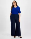 Широкие брюки Plus Size Tahari ASL, синий - фото