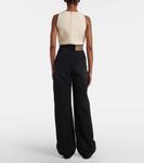 Джинсы с высокой посадкой и широкими штанинами Prada, черный - фото 3