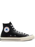 Кеды Converse Chuck 70 Leather Hi "Black", черный - фото