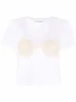 Футболка со вставкой в технике кроше Magda Butrym, белый - фото