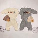 Комплект худи и брюк Love graphic для детей на День святого Валентина Mykids-Usa, Beige - фото 2