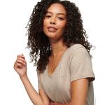 Футболка Superdry Studios Slub Embroidered Vee Short Sleeve V Neck, бежевый - фото 2