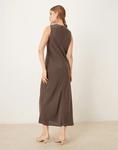 Платье миди без рукавов Mango коричневого цвета - фото 3