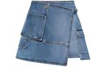 Асимметричная джинсовая мини-юбка MSGM, синий - фото