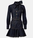 Мини-платье из хлопкового денима с бантом Zimmermann, Night Sky - фото