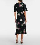 Платье миди с цветочным принтом Erdem, Painted Rose Bouquet Black - фото 3