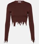 Укороченный топ с эффектом потертости Jw Anderson, коричневый - фото