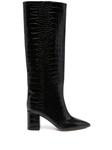 Сапоги Anja 70 с тиснением под крокодила Paris Texas, черный - фото
