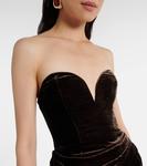 Облегающее платье-бюстье из бархата Rotate, Chocolate Brown - фото 4