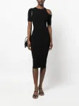 Платье миди в рубчик с вырезом AERON, черный - фото 2