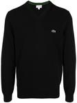 Lacoste джемпер в мелкую резинку с вышитым логотипом, черный - фото