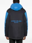 Пуховик с логотипом Stone Island, синий - фото 4