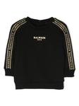 Balmain Kids logo-tape crew-neck sweatshirt, черный - фото