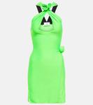 Мини-платье из джерси с халтернеем Coperni, Neon Green - фото