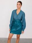 Мини-юбка Jaspre из искусственной кожи Never Fully Dressed, Teal - фото 4