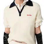 Рибленый кашемировый поло MIU MIU, бежевый - фото 4