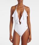 Рюшированный купальник Balmain, белый - фото 2