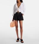 Шорты из шелка хаботай с высокой посадкой и поясом Chloé, черный - фото 2