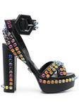 Philipp Plein босоножки на платформе с кристаллами, черный - фото