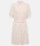 Мини-платье из жоржета со сборками See By Chloé, White Red - фото