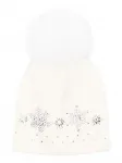 Шапка бини с помпоном Monnalisa, белый - фото