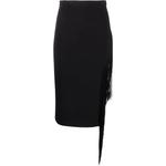 Юбка-карандаш с бахромой PINKO, черный - фото