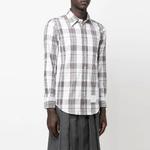 Приталенная длинная рубашка на пуговицах THOM BROWNE, серый - фото 7