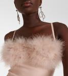 Мини-платье из джерси с отделкой из перьев Blumarine, серебряный - фото 4