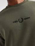 Толстовка с вышивкой Fred Perry цвета хаки - фото 5