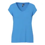 Футболка Pieces Billo Solid short sleeve v neck, синий - фото