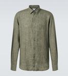 Льняная рубашка Sunspel, Dusk Green - фото
