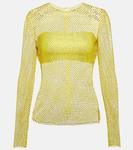 Сетчатый топ, украшенный кристаллами Giuseppe di Morabito, Yellow Fluo - фото