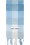 Acne Studios Синий мохеровый клетчатый шарф - фото