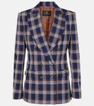 Клетчатый шерстяной пиджак Etro, синий - фото