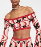 Укороченный топ-бандо с принтом Alessandra Rich, Beige-Multi - фото 4