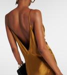 Атласное макси-платье Saint Laurent, Ocre - фото 6