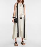 Платье миди из крепа в полоску Penelope Altuzarra, Ivory Black Stripe - фото 2