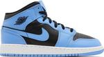 Кроссовки Air Jordan 1 Mid GS 'University Blue Black', синий - фото
