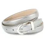 Кожаный ремень Anthoni Crown, узкий, прочный, серебристый - фото