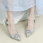 Ainer-cat Ainer cat Slim Heel High Heels 8cm Women's Silver - фото 8