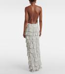 Многоярусное платье с оборками Tom Ford, Ice Grey - фото 3