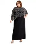 Платье-накидка с бисером Plus Size MSK, черный - фото
