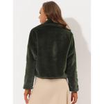 Женская укороченная куртка, пушистое пальто из искусственного меха с лацканами ALLEGRA K, черный - фото 3