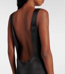 Мини-платье из шелкового атласа Pranta Khaite, черный - фото 6