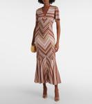 Платье макси из ламе с зигзагообразным узором Missoni, Multi Brown Tones On Light - фото 2
