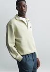 Толстовка Maison Kitsuné FOX HEAD COMFORT HALF ZIP , Stone Beige/Green - фото