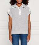 Свитер женский Marc Cain с коротким рукавом и воротником на молнии, серый - фото