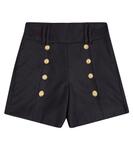 Украшенные шерстяные шорты Balmain Kids, синий - фото