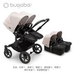 Bugaboo Детская коляска Donkey5 Twin Stroller, High Landscape, раскладная, двухместная, черная рама - белый капор Misty White - черные сиденья - фото