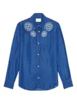 Вышитая джинсовая рубашка NN07, синий - фото